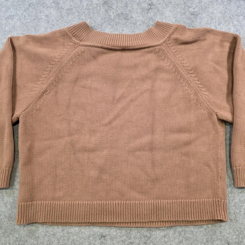 J.Crew Relaxed-Sleeve Boatneck Beach Sweater Womens Small Brown Cotton Pullover